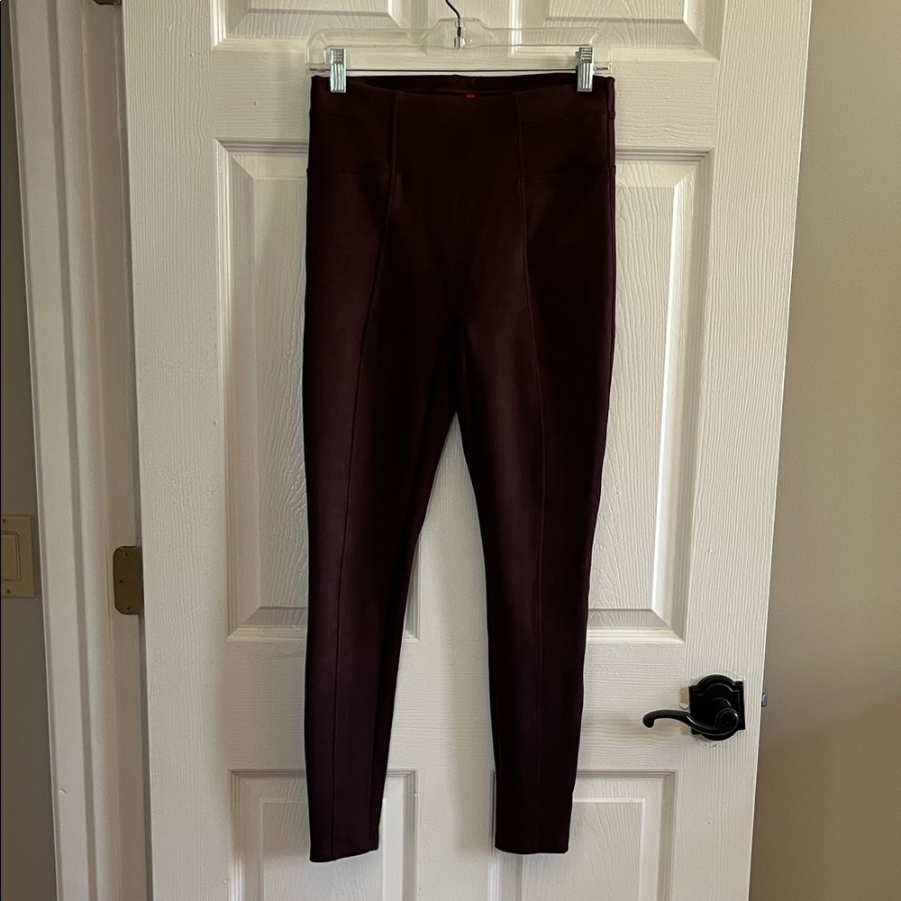 SPANX Deep Burgundy Faux Suede Leggings